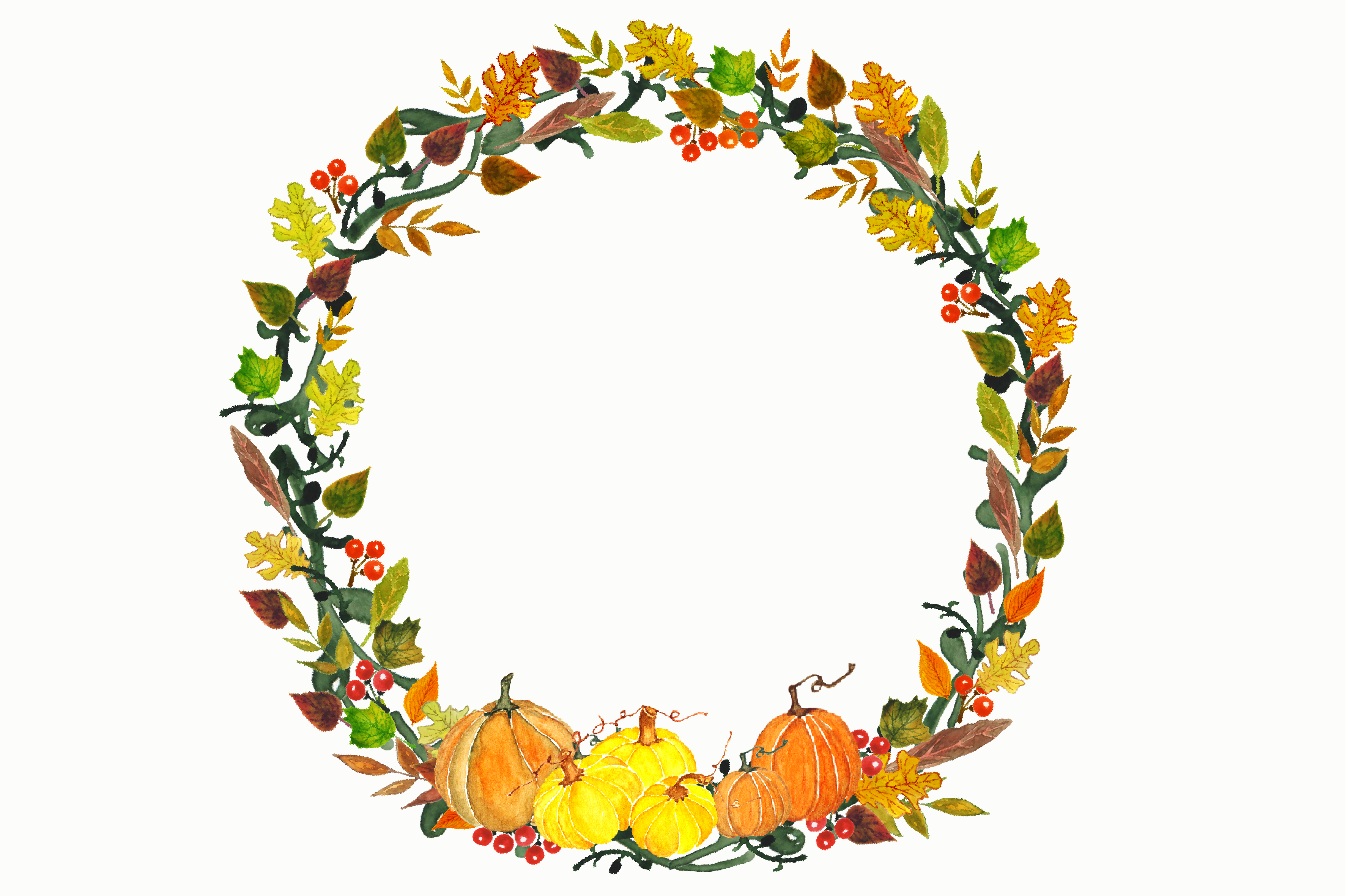 Fall Wreath Clip Art Autumn Wreath Vector Graphics Leaf Leaves Wreath ...