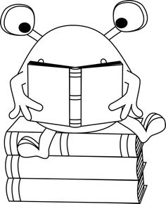Monster reading clipart 