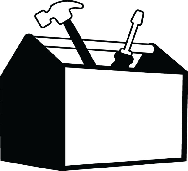 Tool box sign clipart black and white 