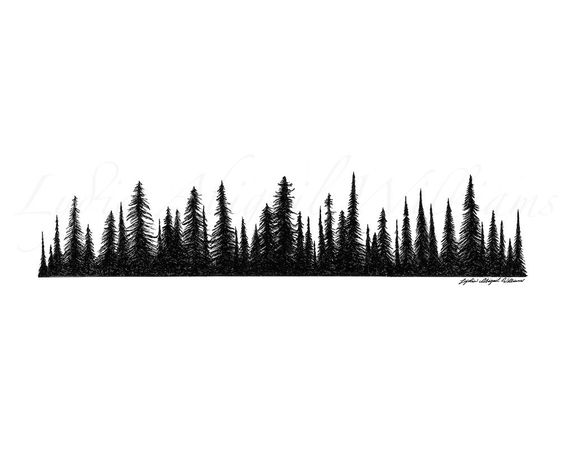 Pine trees continuous line graphic Royalty Free Vector Image