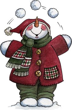 Country Christmas Snowman Clipart 