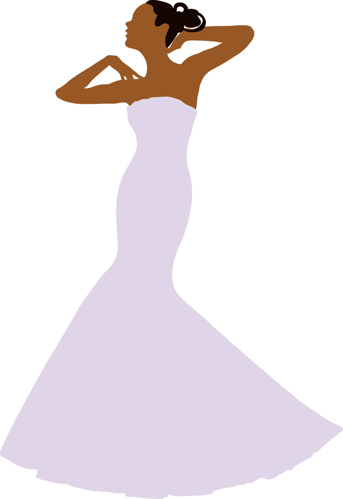girl in prom dress silhouette