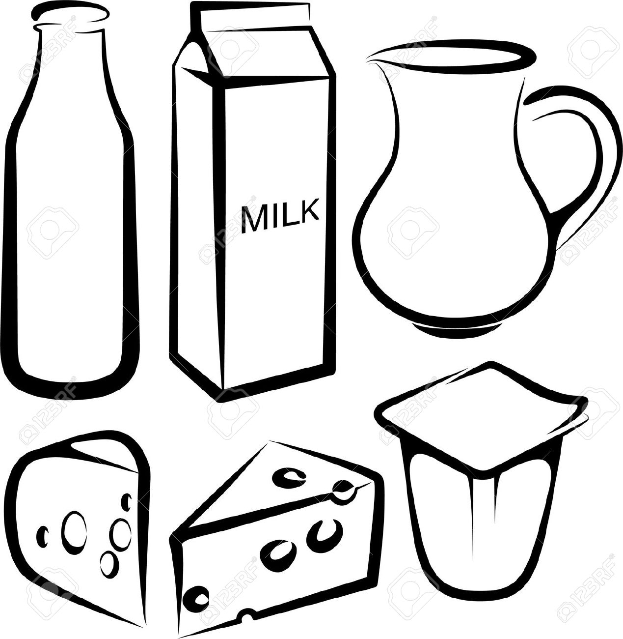 Milk products collection hand drawn elements Vector Image
