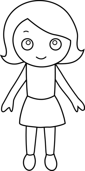 outline girl clipart black and white - Clip Art Library