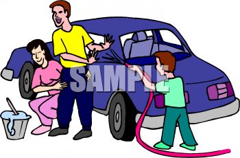 Wash car with dad clipart 