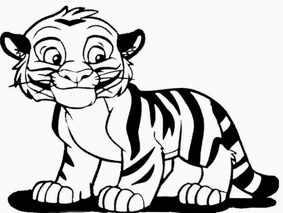 Cute Tiger Clipart Black And White 