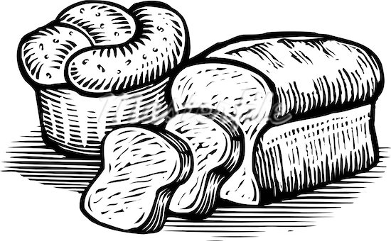 Black and white bread clipart 
