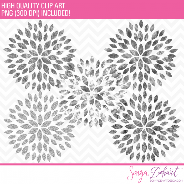 Glitter Flowers Cliparts