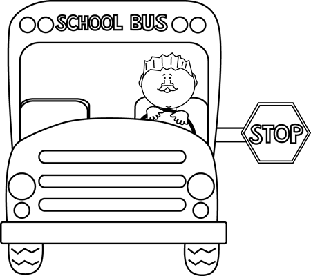 bus driver clipart black and white apple