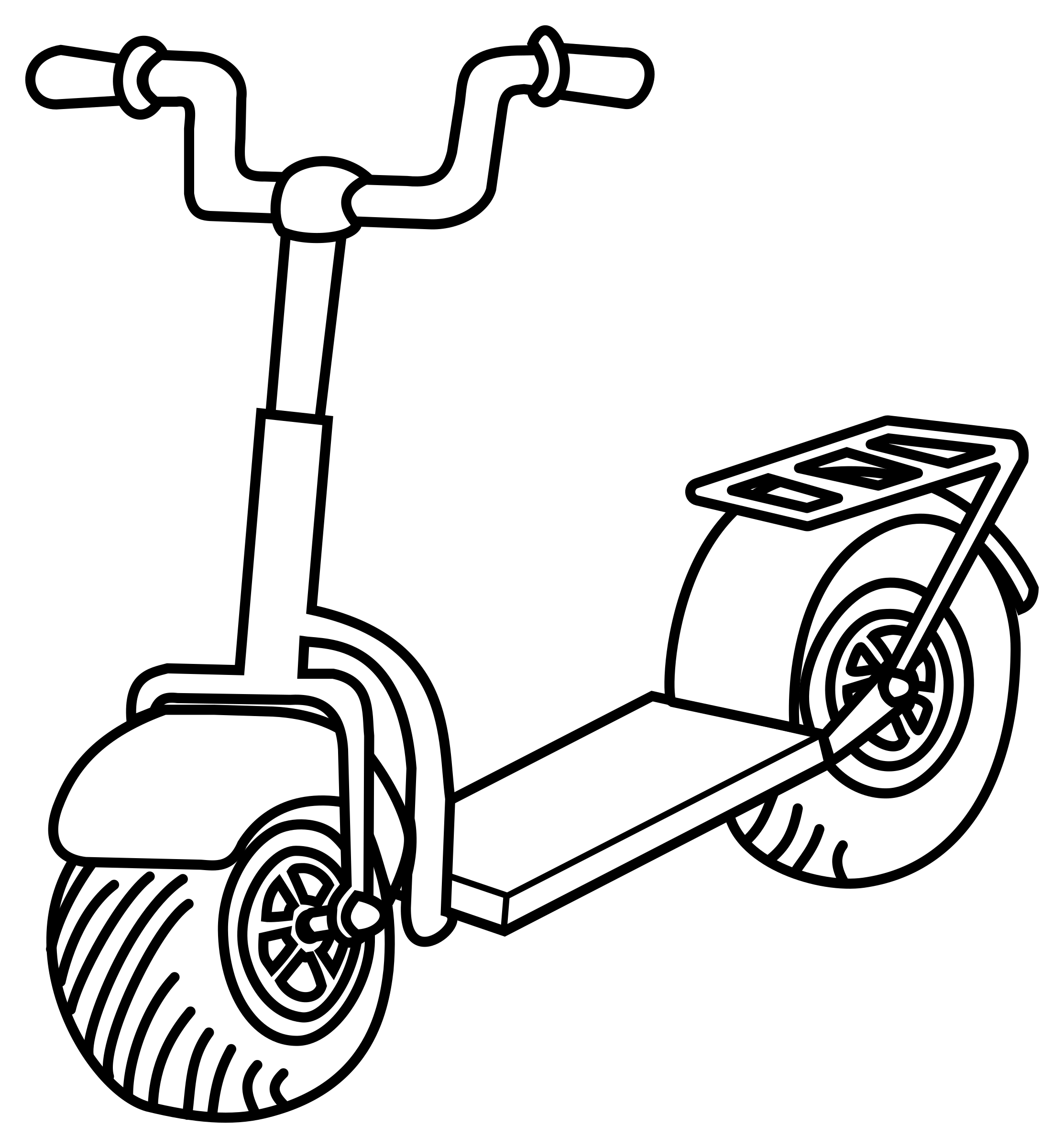 Scooter clipart black and white 