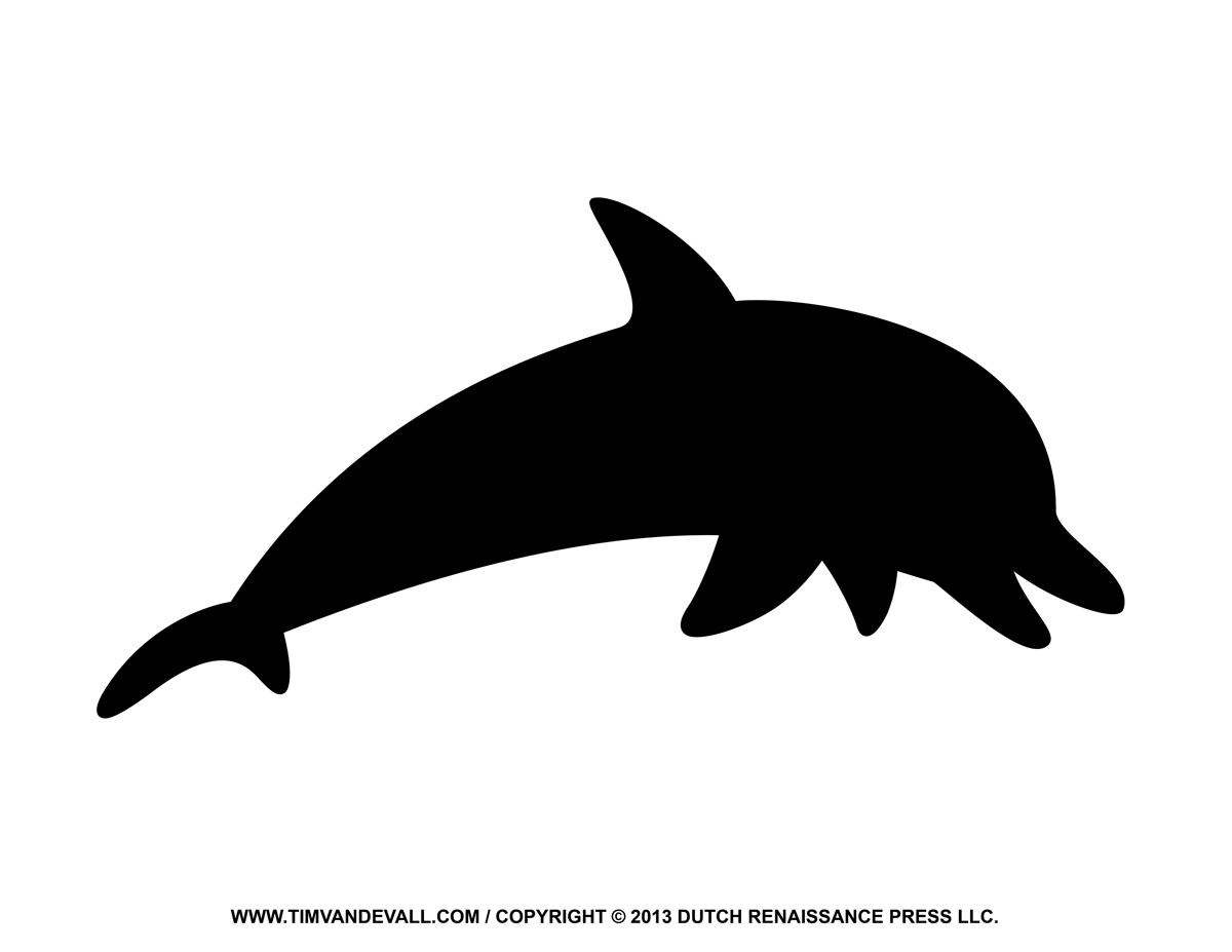Free Dolphin Clipart, Printable Coloring Page, Outline  Silhouette 