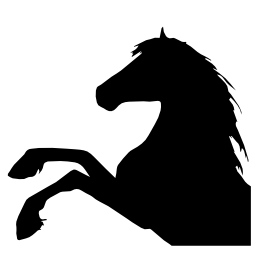 Horse raising feet side view silhouette head part vector icon 
