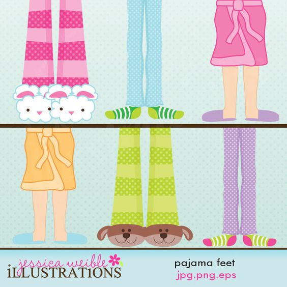 Pajama Feet clipart set comes with 6 graphics including: Pajama 