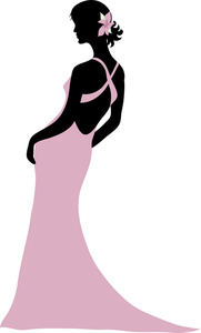 Woman in gown silhouette free clipart 