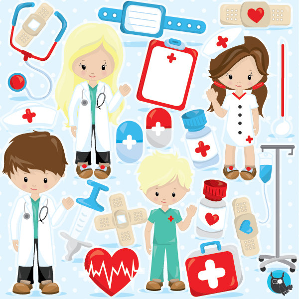 Cute Girls Nurse and Doctor clipart, Career clipart , Doctor Kids 