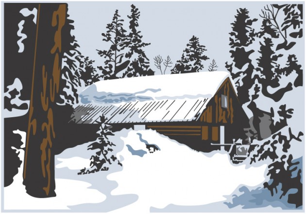 Snowy Cabin Clipart 
