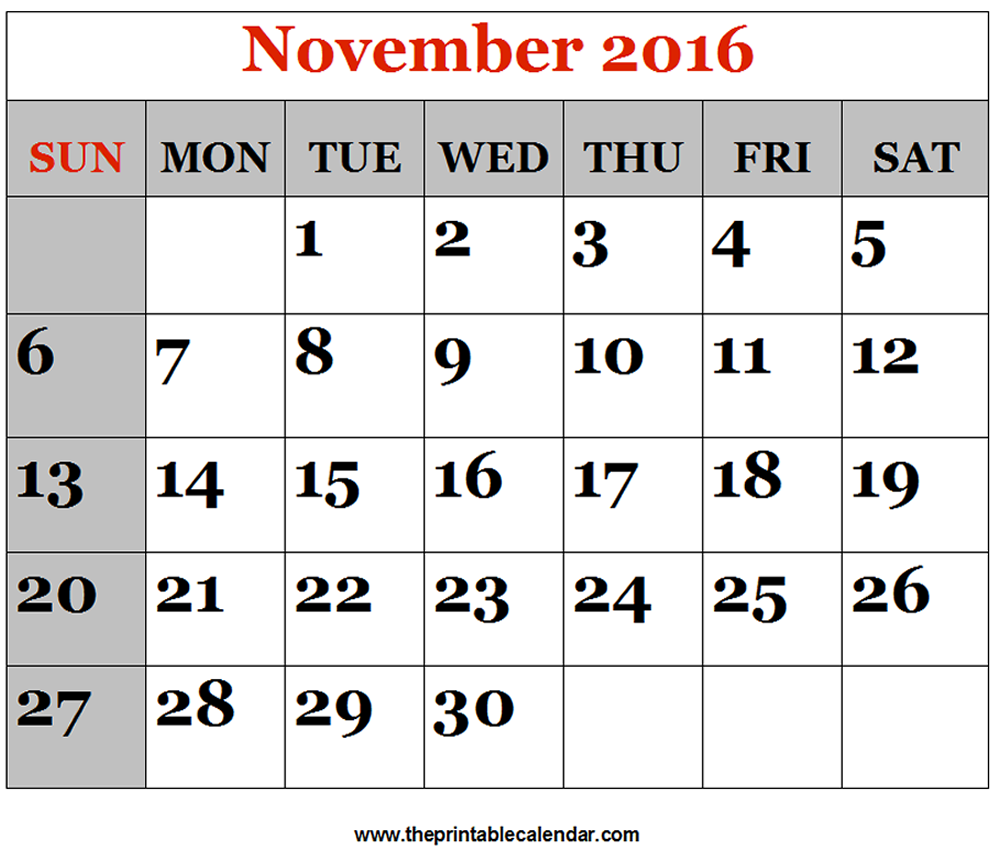 calendar clip art november - Clip Art Library