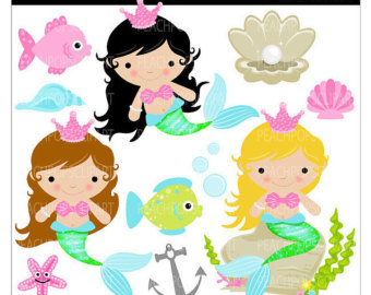 Cute Mermaid Cliparts