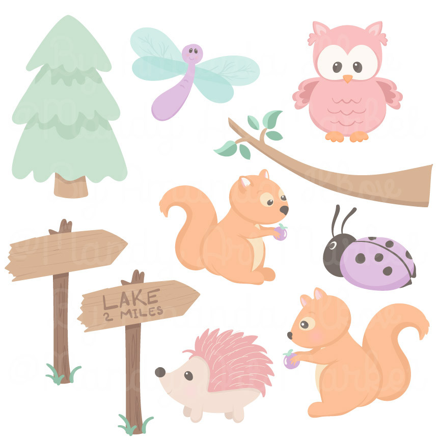 Woodland Animals Clipart  Patterns In Sorbet – Mandy Art Market 