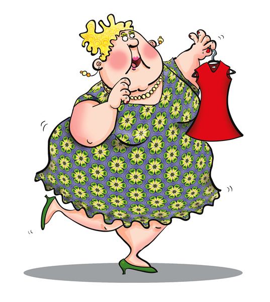 fat lady, dress, ugly, humorous, cartoon, digital illustration 