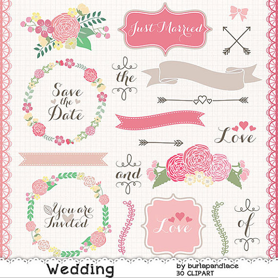Items similar to Wedding wreath clipart flower, flower clipart 