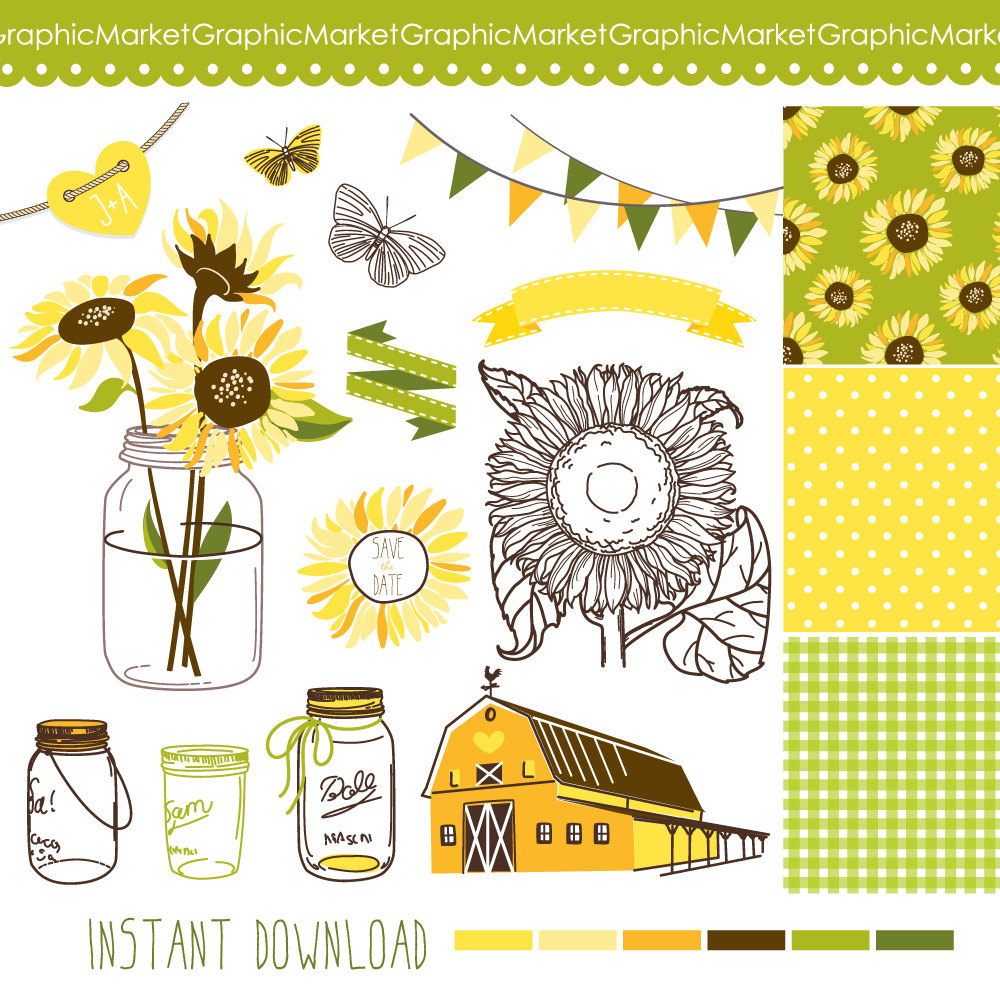 Sunflowers cliparts 