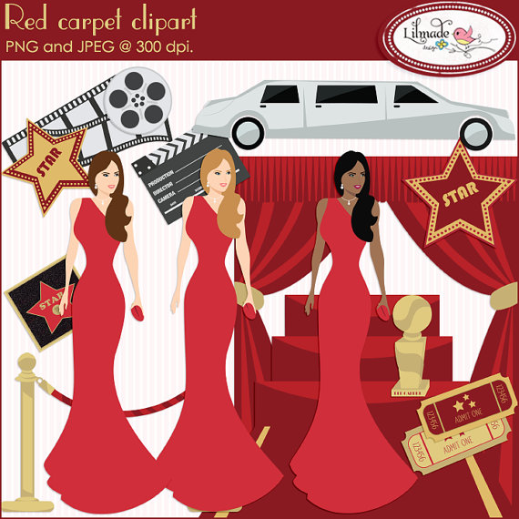 Red carpet clipart, Hollywood clipart, Oscar ceremony clipart 