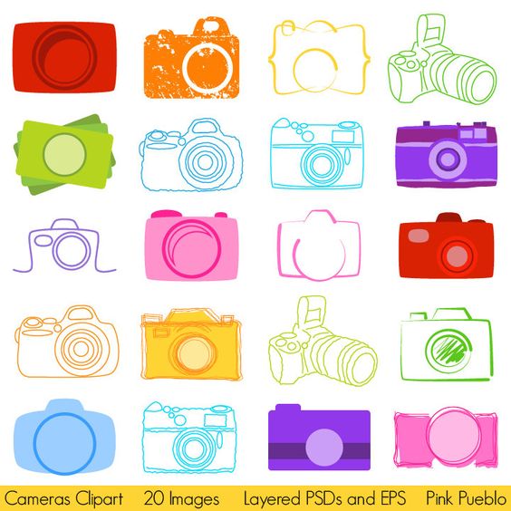 Camera Clipart Clip Art, Photography Logo Elements, Layered 