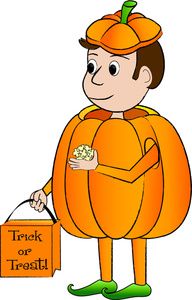 Halloween Costume Clipart Image: Cute little girl wearing a kitty 
