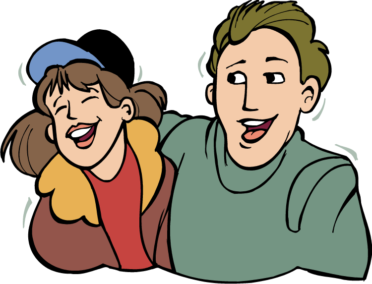 two people laughing cartoon
