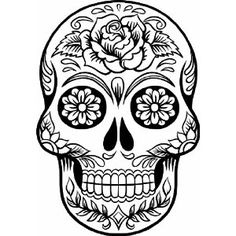 Sugar Skull Black And White Clipart 