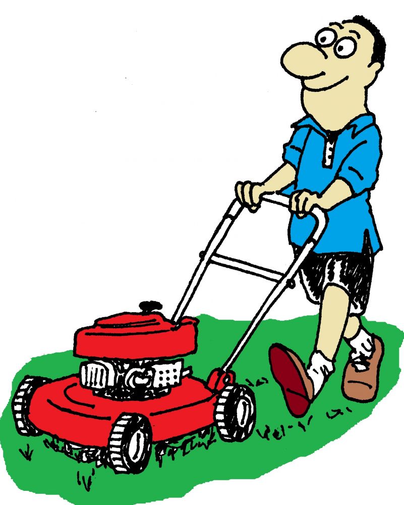 Person Mowing Lawn Clipart 
