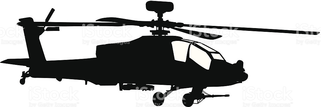 Silhouette Of A Black Apache Helicopter stock vector art 164472713 