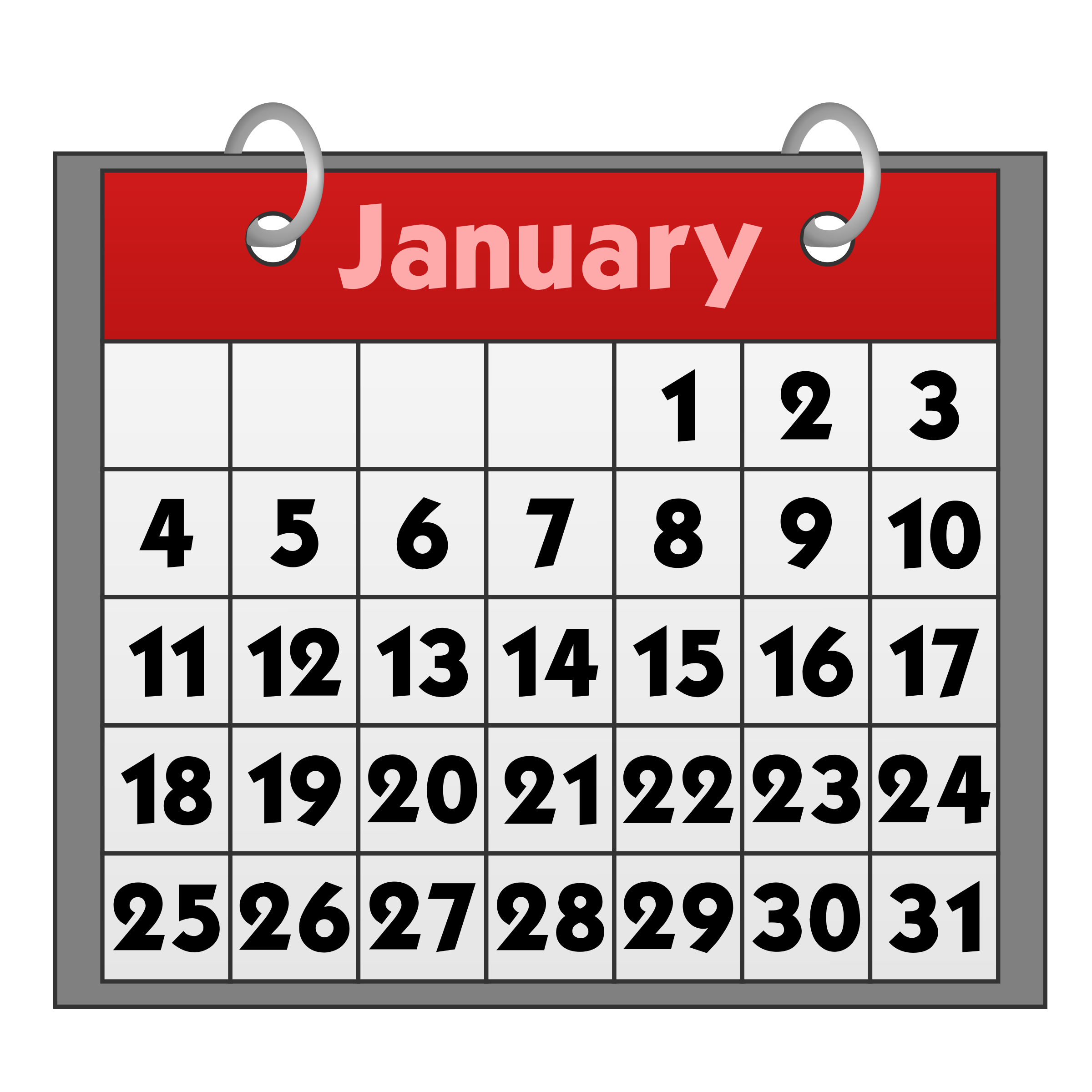 2016 Calendar Clipart 