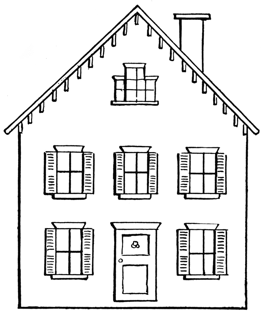 Line drawing house clipart 