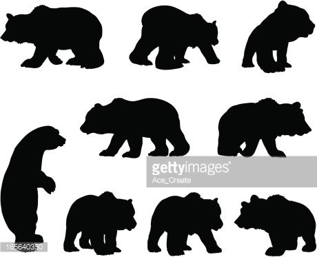 Grizzly bear mother and cub clipart 