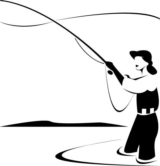 Woman fishing clipart 