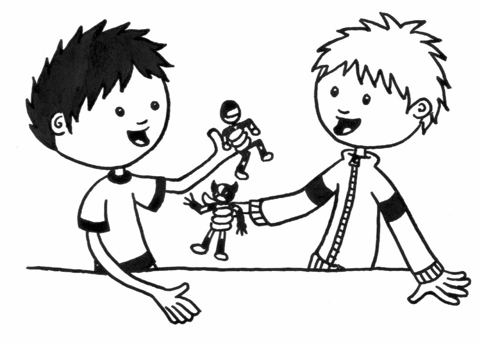kids sharing clipart black and white - Clip Art Library