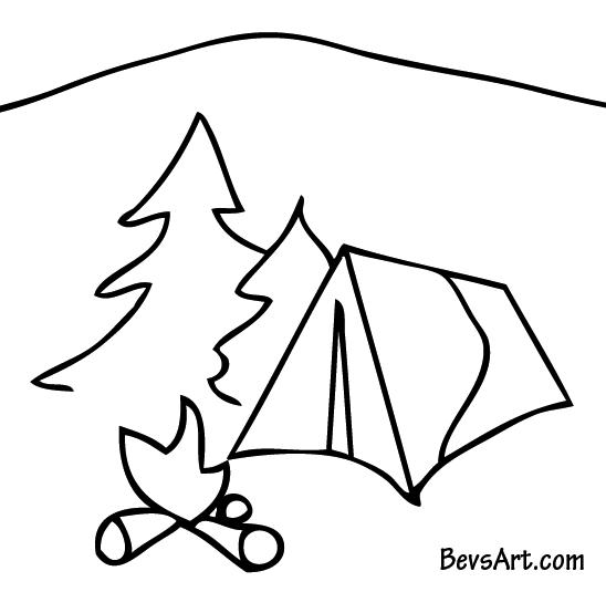 Camping Clipart Black And White 