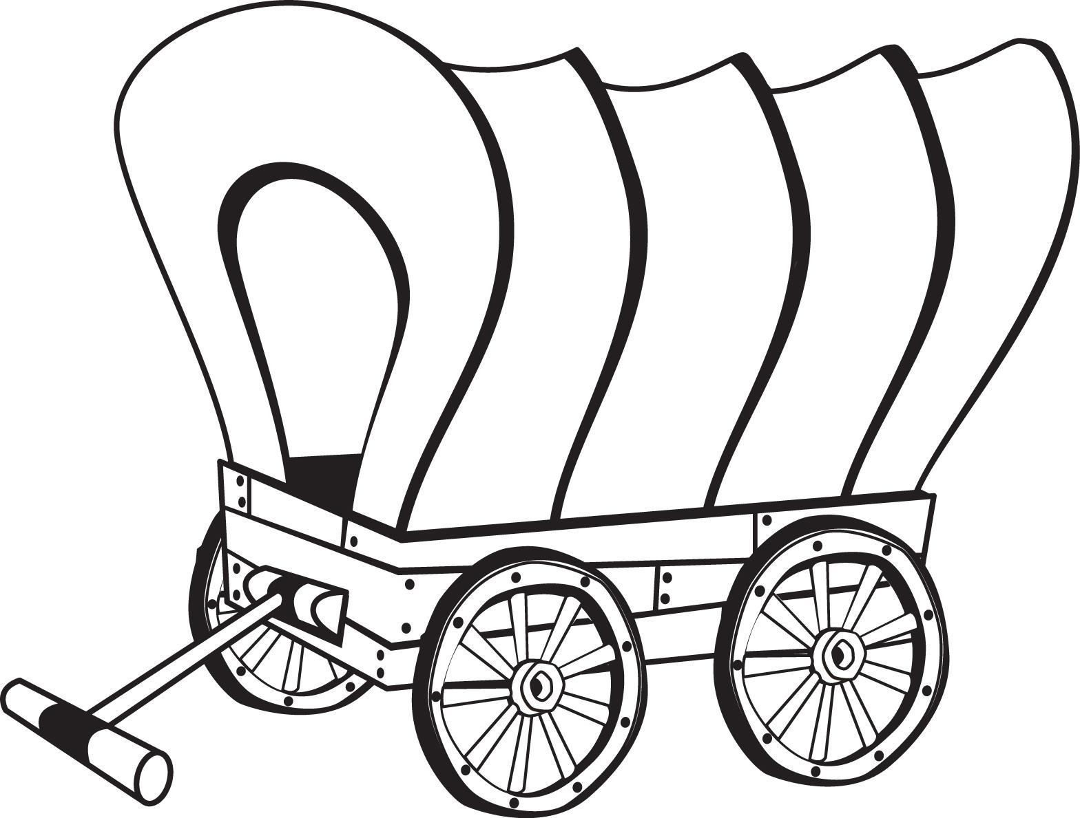 Pioneer Wagon Coloring Page, pioneer clip art black and white 