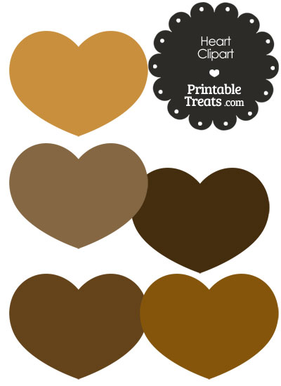Heart Clipart in Shades of Brown 