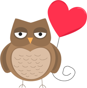 Owl hearts clipart 
