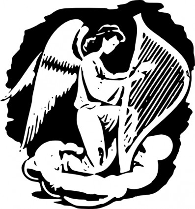 Angel Playing Harp clip art Free vector in Open office drawing svg 