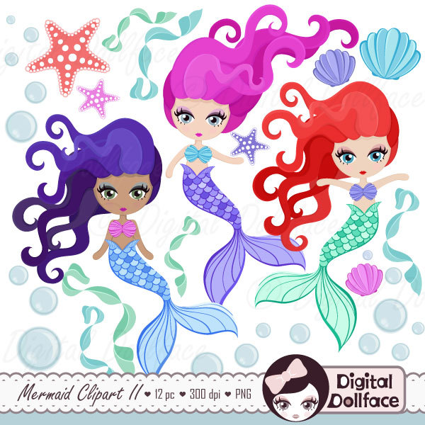 Cute Mermaid Cliparts