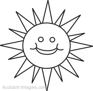 Smiling sun clipart black and white 