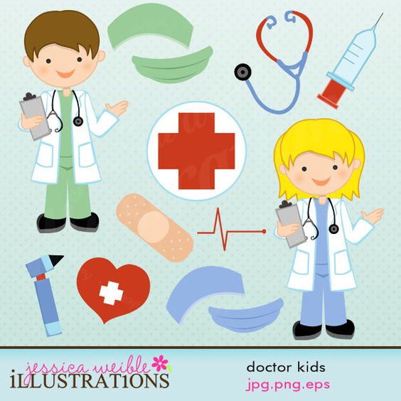 Doctor Kids Cute clipart set comes with 13 cute graphics including 
