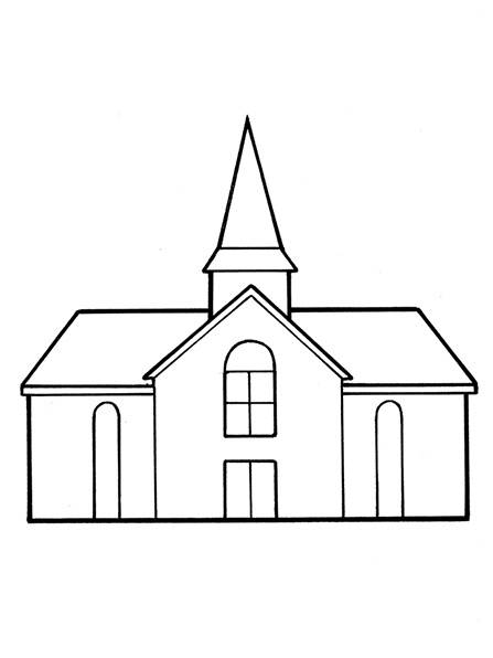 church building clip art black and white