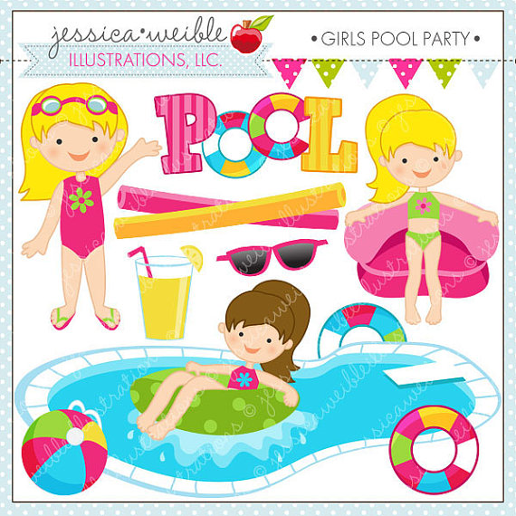 Pool Party Clipart for Girls summer – MUJKA CLIPARTS