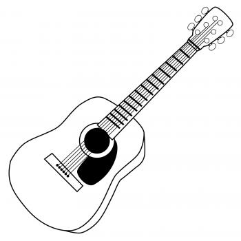 Black And White Clip Art Of A Guitar 