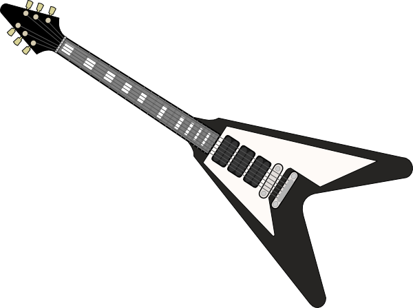Guitar Black And White Clipart 
